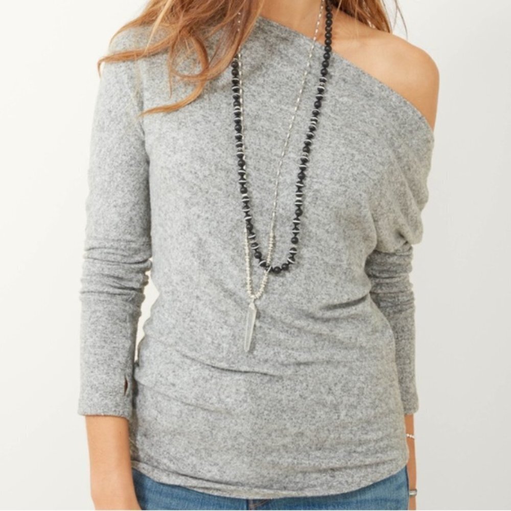 Stella & Dot Maette Ren Slouchy Knit Top Gray Size XL